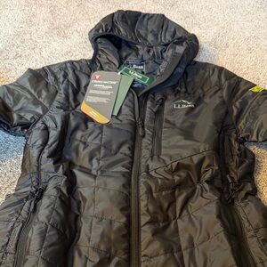L.L. Bean Quilted Black Jacket with Hood